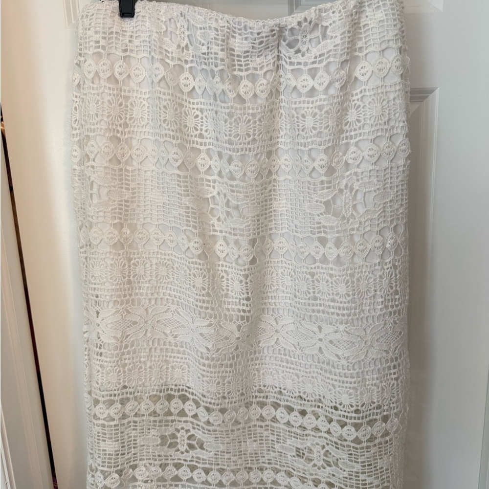 Lane Bryant White Lace Pencil Skirt